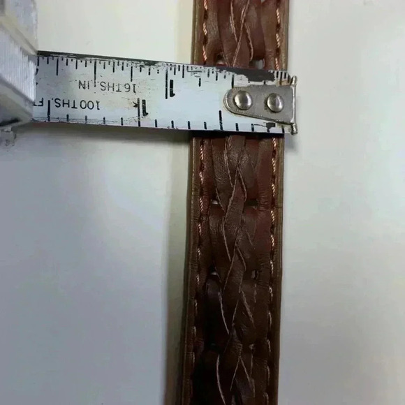 Source Unknown,brown braided leather belt with  gold stitching - Picture 9 of 9